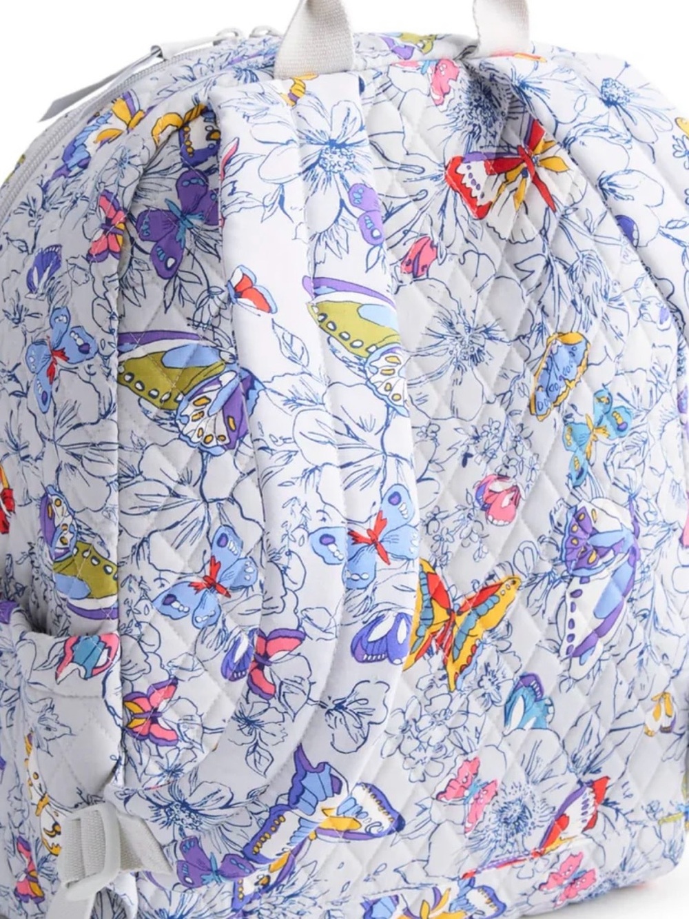 Vera Bradley Quilted Butterfly Floral Backpack - Light Blue, Yellow, Purple - Picture 4 of 6